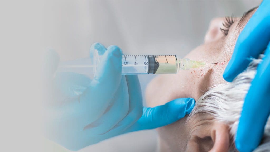 Plasma Rich Platelet (PRP) into woman's temple