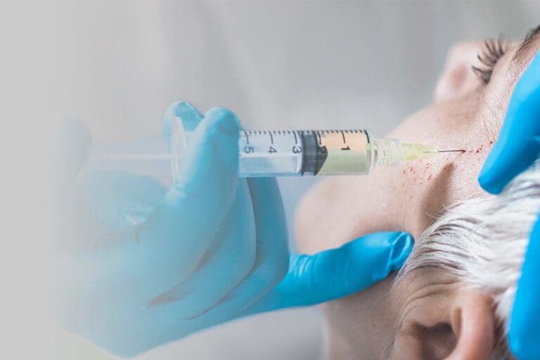 Plasma Rich Platelet (PRP) into woman's temple